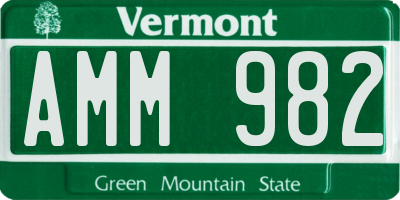 VT license plate AMM982