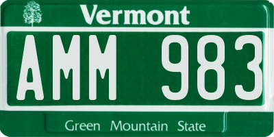 VT license plate AMM983
