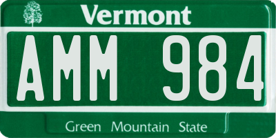VT license plate AMM984