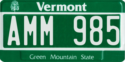 VT license plate AMM985