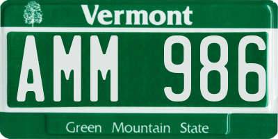 VT license plate AMM986