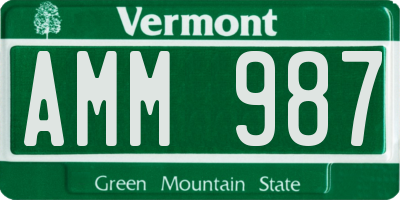 VT license plate AMM987