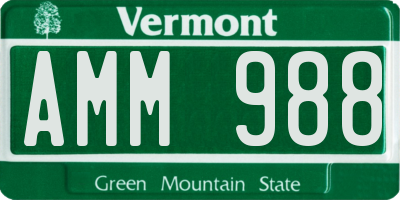 VT license plate AMM988