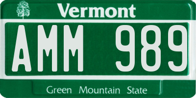 VT license plate AMM989