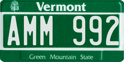 VT license plate AMM992