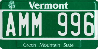 VT license plate AMM996