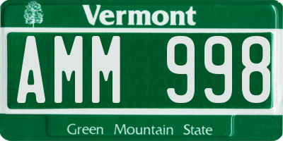 VT license plate AMM998