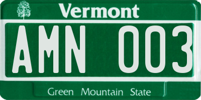 VT license plate AMN003
