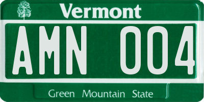 VT license plate AMN004