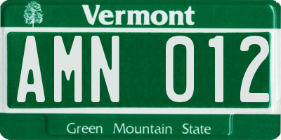 VT license plate AMN012