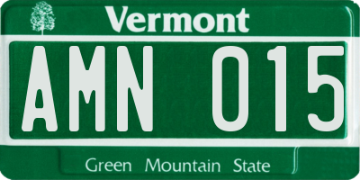 VT license plate AMN015