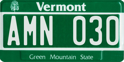VT license plate AMN030