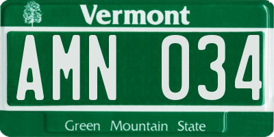 VT license plate AMN034