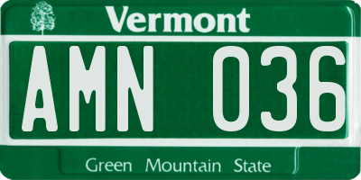 VT license plate AMN036