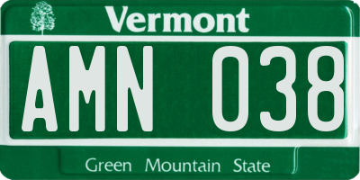 VT license plate AMN038