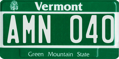 VT license plate AMN040