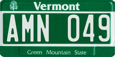 VT license plate AMN049