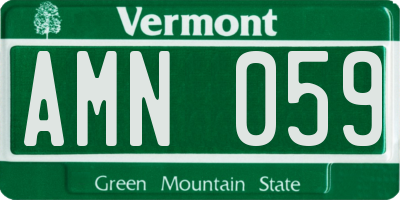 VT license plate AMN059