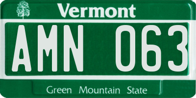 VT license plate AMN063