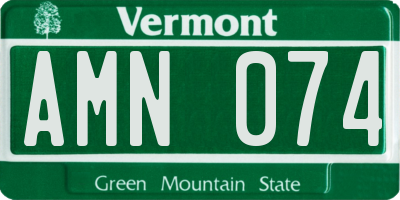 VT license plate AMN074