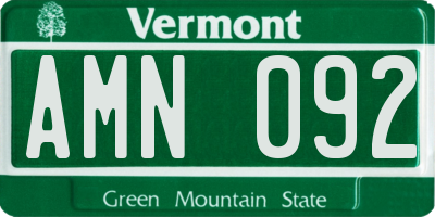 VT license plate AMN092