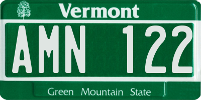 VT license plate AMN122