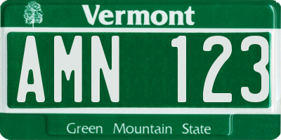 VT license plate AMN123
