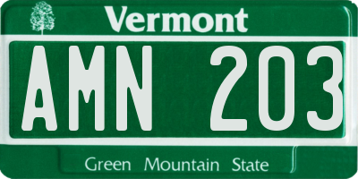 VT license plate AMN203