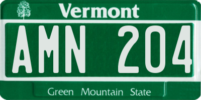 VT license plate AMN204