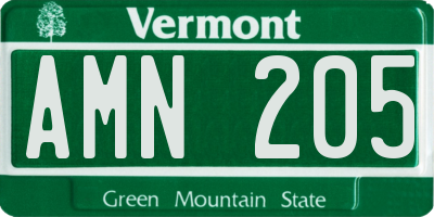 VT license plate AMN205