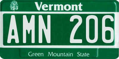 VT license plate AMN206