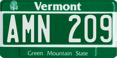 VT license plate AMN209