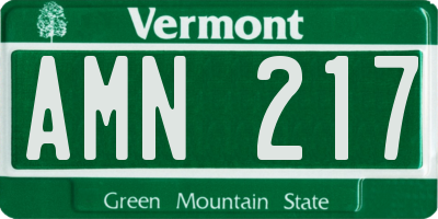 VT license plate AMN217