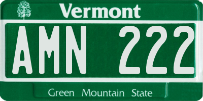 VT license plate AMN222