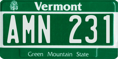 VT license plate AMN231