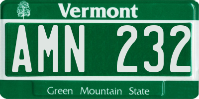 VT license plate AMN232