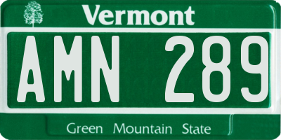 VT license plate AMN289
