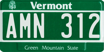 VT license plate AMN312