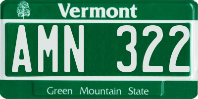 VT license plate AMN322
