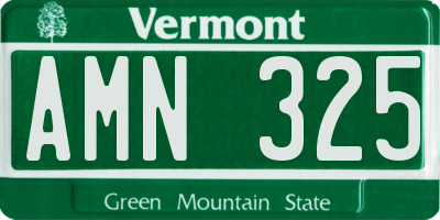 VT license plate AMN325