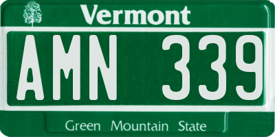 VT license plate AMN339