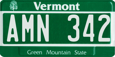 VT license plate AMN342