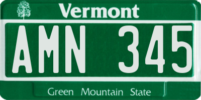VT license plate AMN345