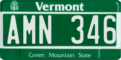 VT license plate AMN346