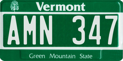 VT license plate AMN347