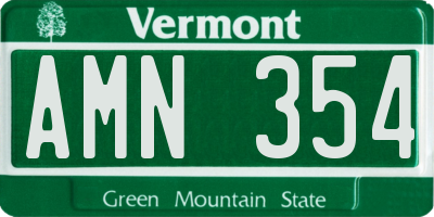VT license plate AMN354