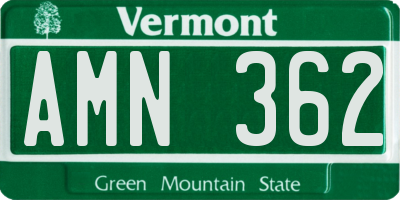 VT license plate AMN362