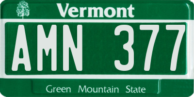 VT license plate AMN377