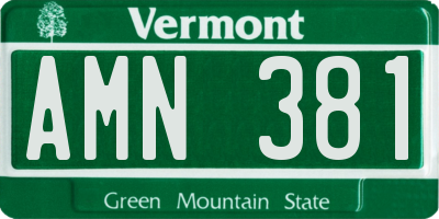 VT license plate AMN381