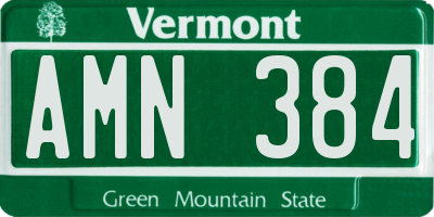 VT license plate AMN384